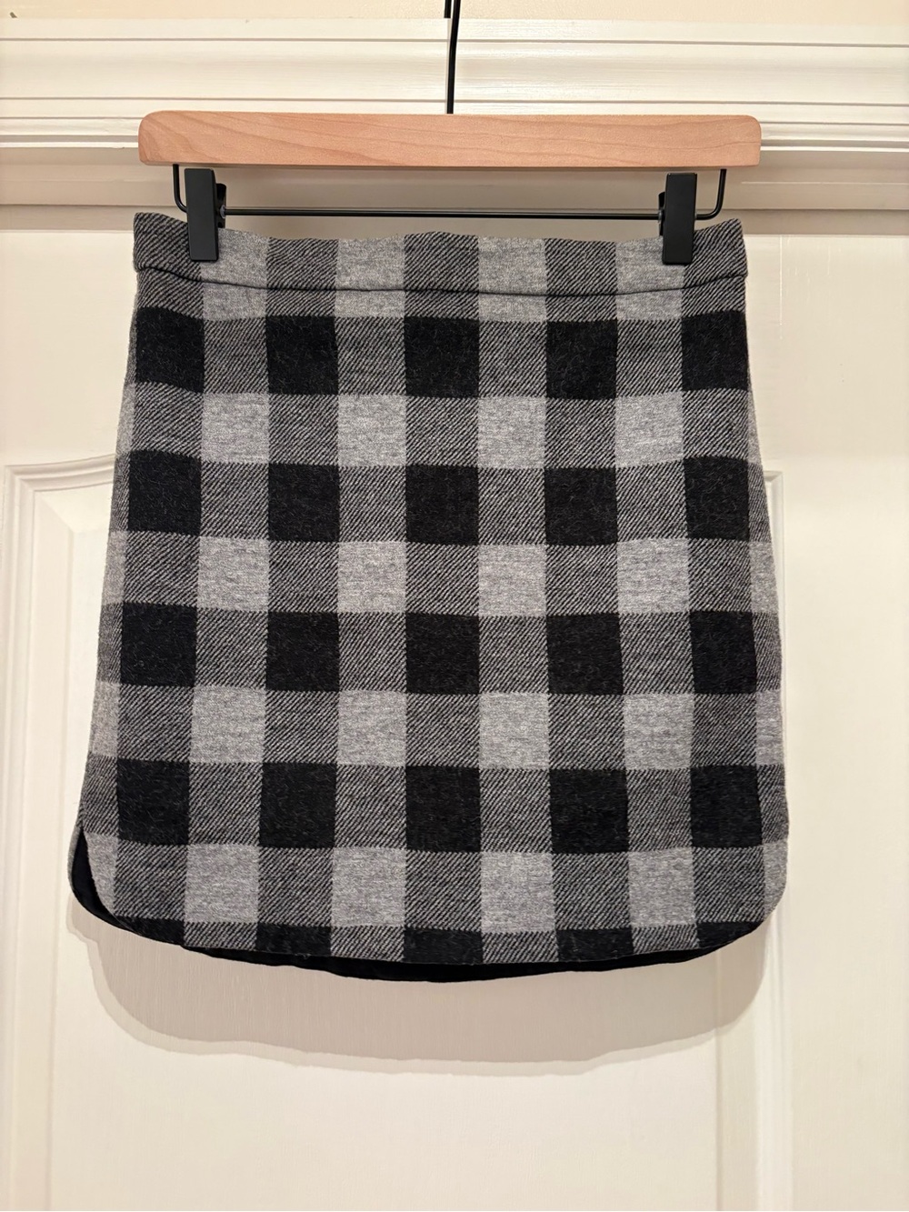 Women’s Madewell wool-blend mini skirt black and gray buffalo plaid size 0